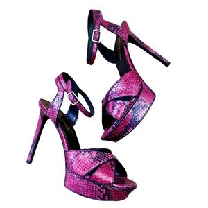 SAINT LAUREN Paris Snakeskin Platform Sandals